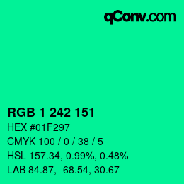 Color code: RGB 1 242 151 | qconv.com