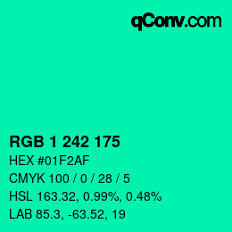 Color code: RGB 1 242 175 | qconv.com