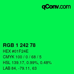 Color code: RGB 1 242 78 | qconv.com
