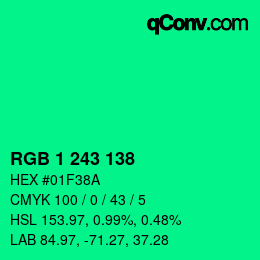 Color code: RGB 1 243 138 | qconv.com