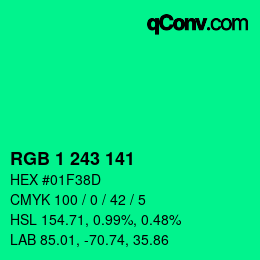 カラーコード: RGB 1 243 141 | qconv.com