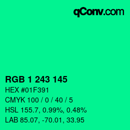 Color code: RGB 1 243 145 | qconv.com