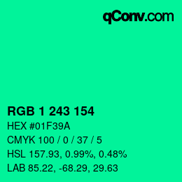 Color code: RGB 1 243 154 | qconv.com