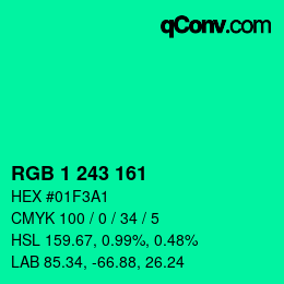 カラーコード: RGB 1 243 161 | qconv.com