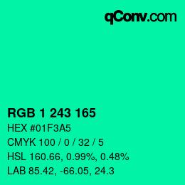 Color code: RGB 1 243 165 | qconv.com