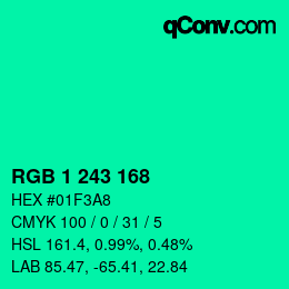 Color code: RGB 1 243 168 | qconv.com