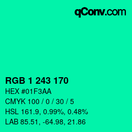 Color code: RGB 1 243 170 | qconv.com