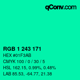 Color code: RGB 1 243 171 | qconv.com