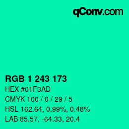 Color code: RGB 1 243 173 | qconv.com