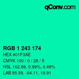 Color code: RGB 1 243 174 | qconv.com