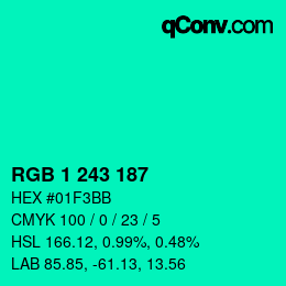 Color code: RGB 1 243 187 | qconv.com