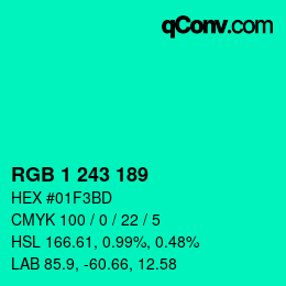Color code: RGB 1 243 189 | qconv.com