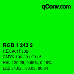 Color code: RGB 1 243 2 | qconv.com