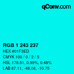 Color code: RGB 1 243 237 | qconv.com