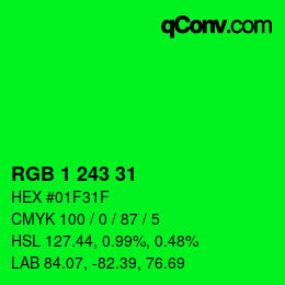 Color code: RGB 1 243 31 | qconv.com
