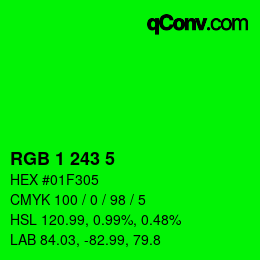 Color code: RGB 1 243 5 | qconv.com