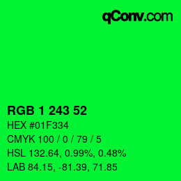 Color code: RGB 1 243 52 | qconv.com