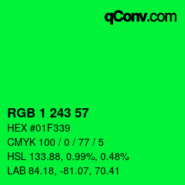 Color code: RGB 1 243 57 | qconv.com