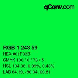 Color code: RGB 1 243 59 | qconv.com