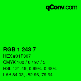 Color code: RGB 1 243 7 | qconv.com