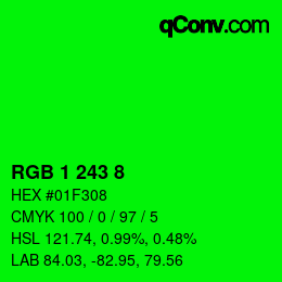Farbcode: RGB 1 243 8 | qconv.com