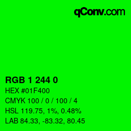 カラーコード: RGB 1 244 0 | qconv.com