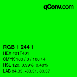 Color code: RGB 1 244 1 | qconv.com