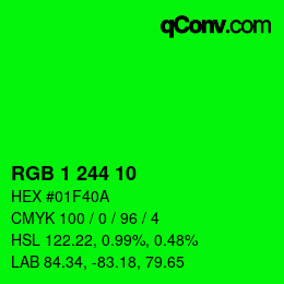 Color code: RGB 1 244 10 | qconv.com