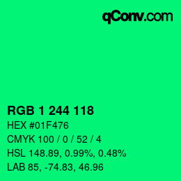 颜色代码: RGB 1 244 118 | qconv.com