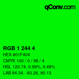 Color code: RGB 1 244 4 | qconv.com