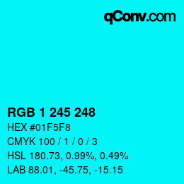 Color code: RGB 1 245 248 | qconv.com