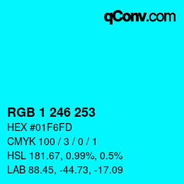 Color code: RGB 1 246 253 | qconv.com