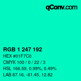 カラーコード: RGB 1 247 192 | qconv.com