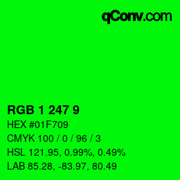 カラーコード: RGB 1 247 9 | qconv.com