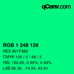Color code: RGB 1 248 128 | qconv.com