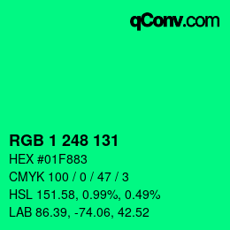 Color code: RGB 1 248 131 | qconv.com