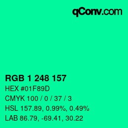 Color code: RGB 1 248 157 | qconv.com