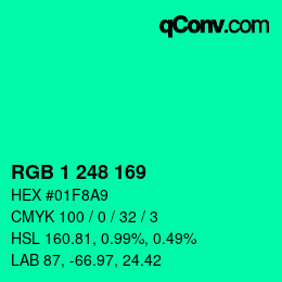 Color code: RGB 1 248 169 | qconv.com