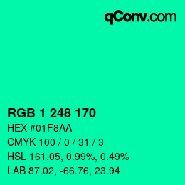 Color code: RGB 1 248 170 | qconv.com