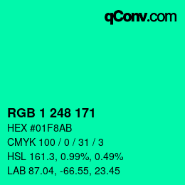 カラーコード: RGB 1 248 171 | qconv.com