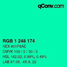 カラーコード: RGB 1 248 174 | qconv.com