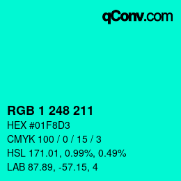 カラーコード: RGB 1 248 211 | qconv.com