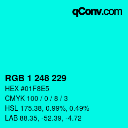 カラーコード: RGB 1 248 229 | qconv.com