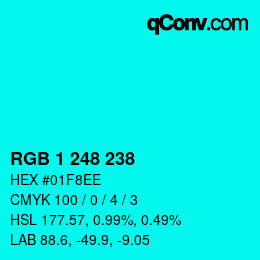 Color code: RGB 1 248 238 | qconv.com