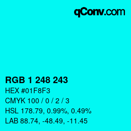 Color code: RGB 1 248 243 | qconv.com