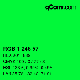 Color code: RGB 1 248 57 | qconv.com