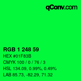 カラーコード: RGB 1 248 59 | qconv.com