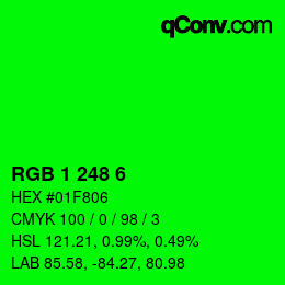 Farbcode: RGB 1 248 6 | qconv.com
