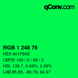 Color code: RGB 1 248 78 | qconv.com