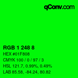 Código de color: RGB 1 248 8 | qconv.com
